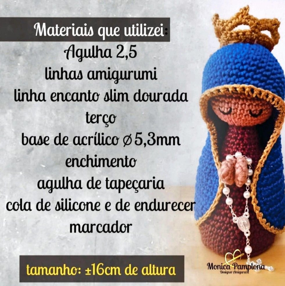 Mẫu móc len miễn phí Búp bê Đức Mẹ Aparecida