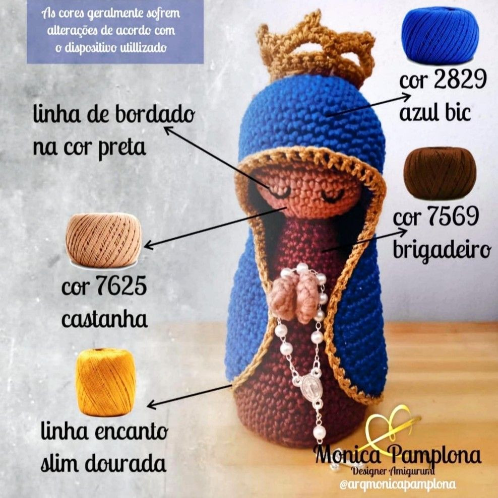 Mẫu móc len miễn phí Búp bê Đức Mẹ Aparecida