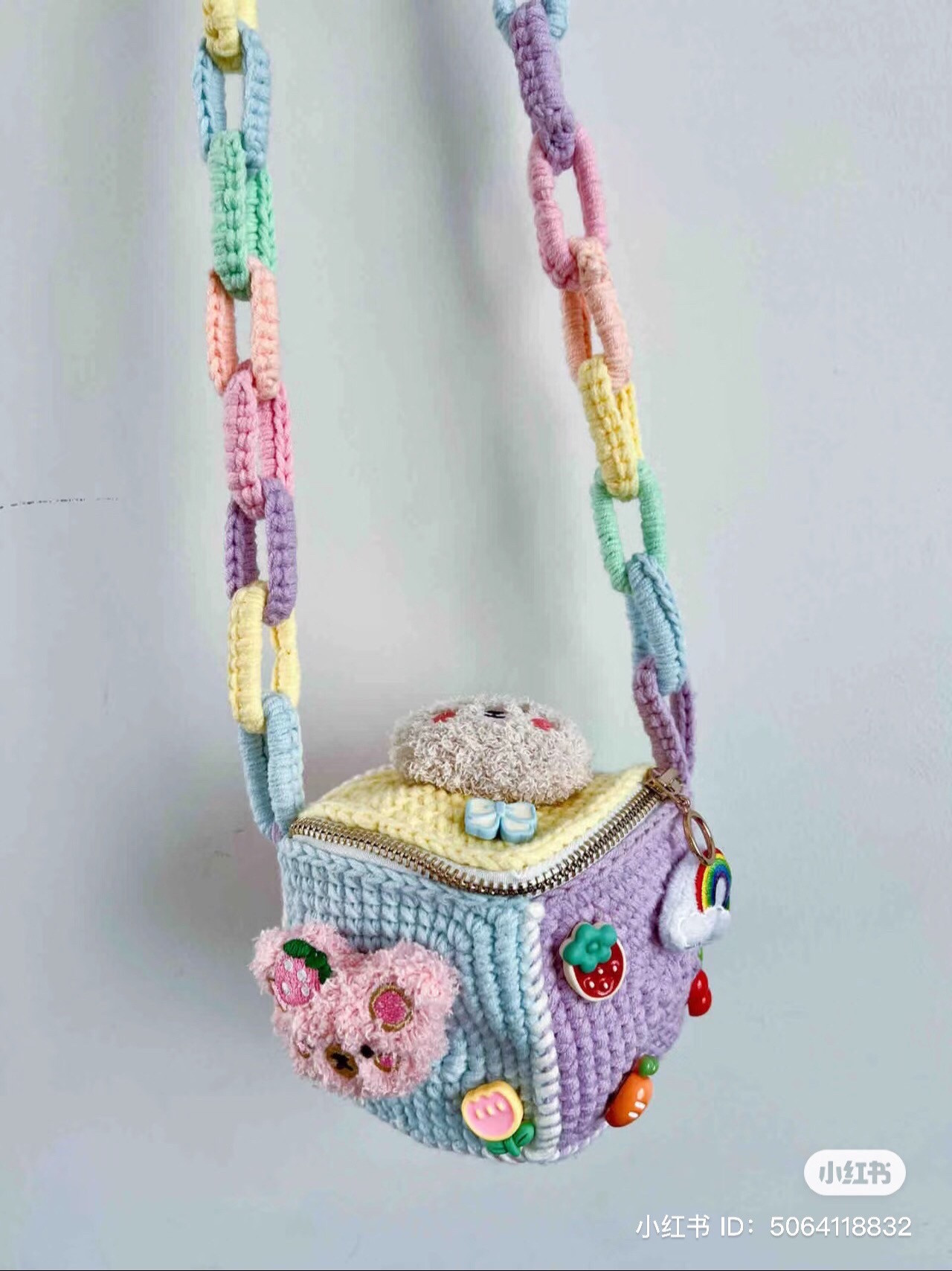 Mẫu móc len túi xách hình hộp vuông nhiều màu sắc, kèm biểu đồ hướng dẫn chi tiết cách làm