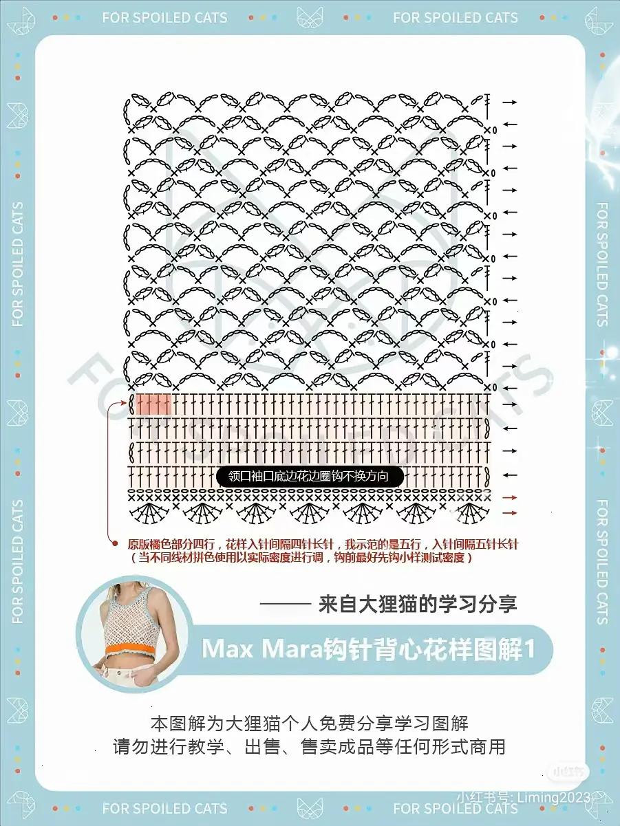 Max Mara Crochet Vest Pattern: Beige Mesh Body with Blue and Orange Trim