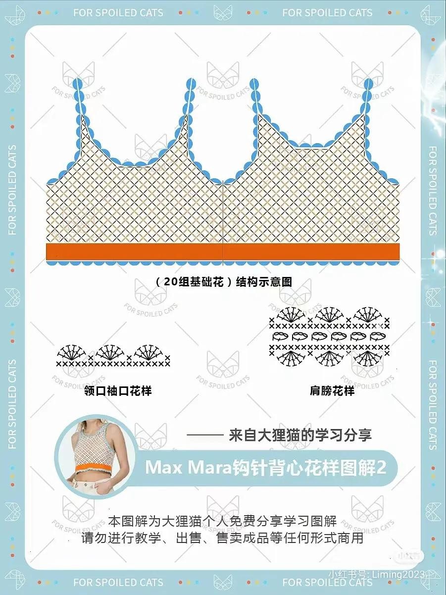 Max Mara Crochet Vest Pattern: Beige Mesh Body with Blue and Orange Trim