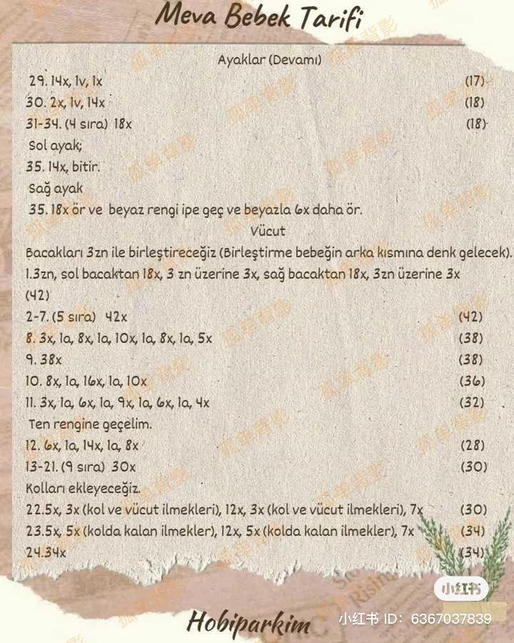 Meva Bebek Tarifi: Amigurumi búp bê mặc váy xanh hồng, mũ và túi xách