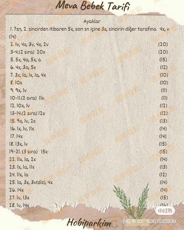 Meva Bebek Tarifi: Amigurumi búp bê mặc váy xanh hồng, mũ và túi xách