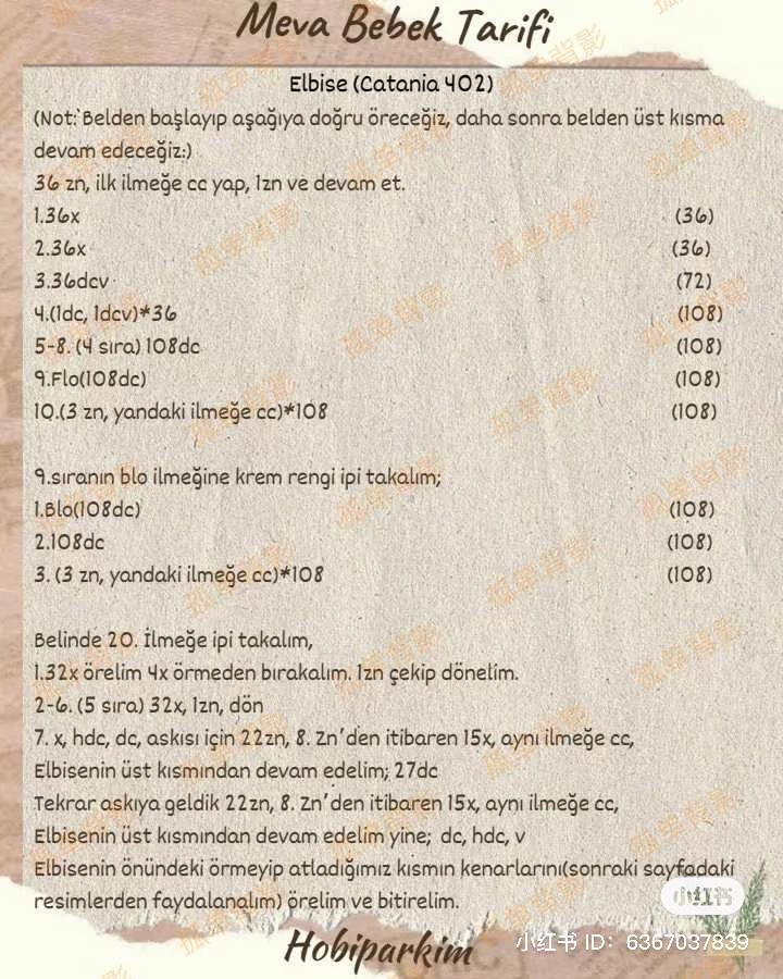 Meva Bebek Tarifi: Amigurumi búp bê mặc váy xanh hồng, mũ và túi xách