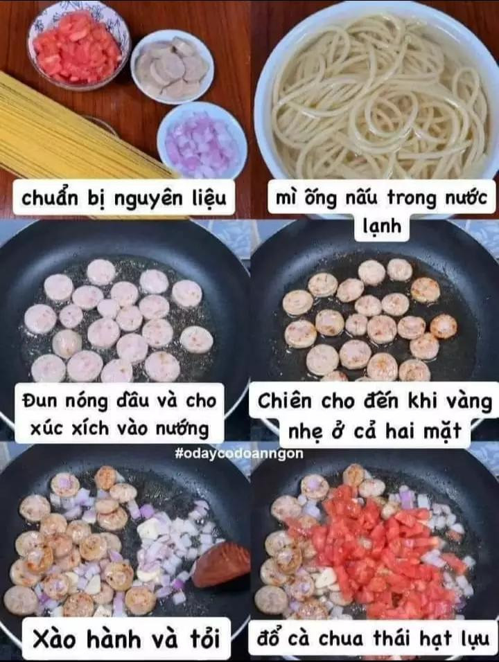 Mì ống sốt cà chua xúc xích đơn giản, ngon miệng