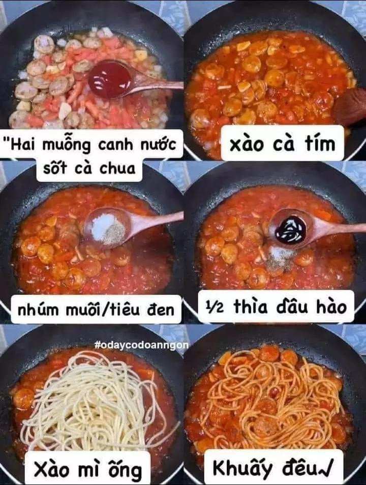 Mì ống sốt cà chua xúc xích đơn giản, ngon miệng