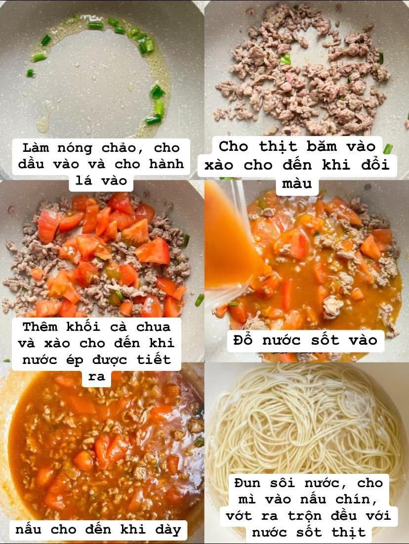 Mì trộn thịt băm cà chua sốt đậm đà