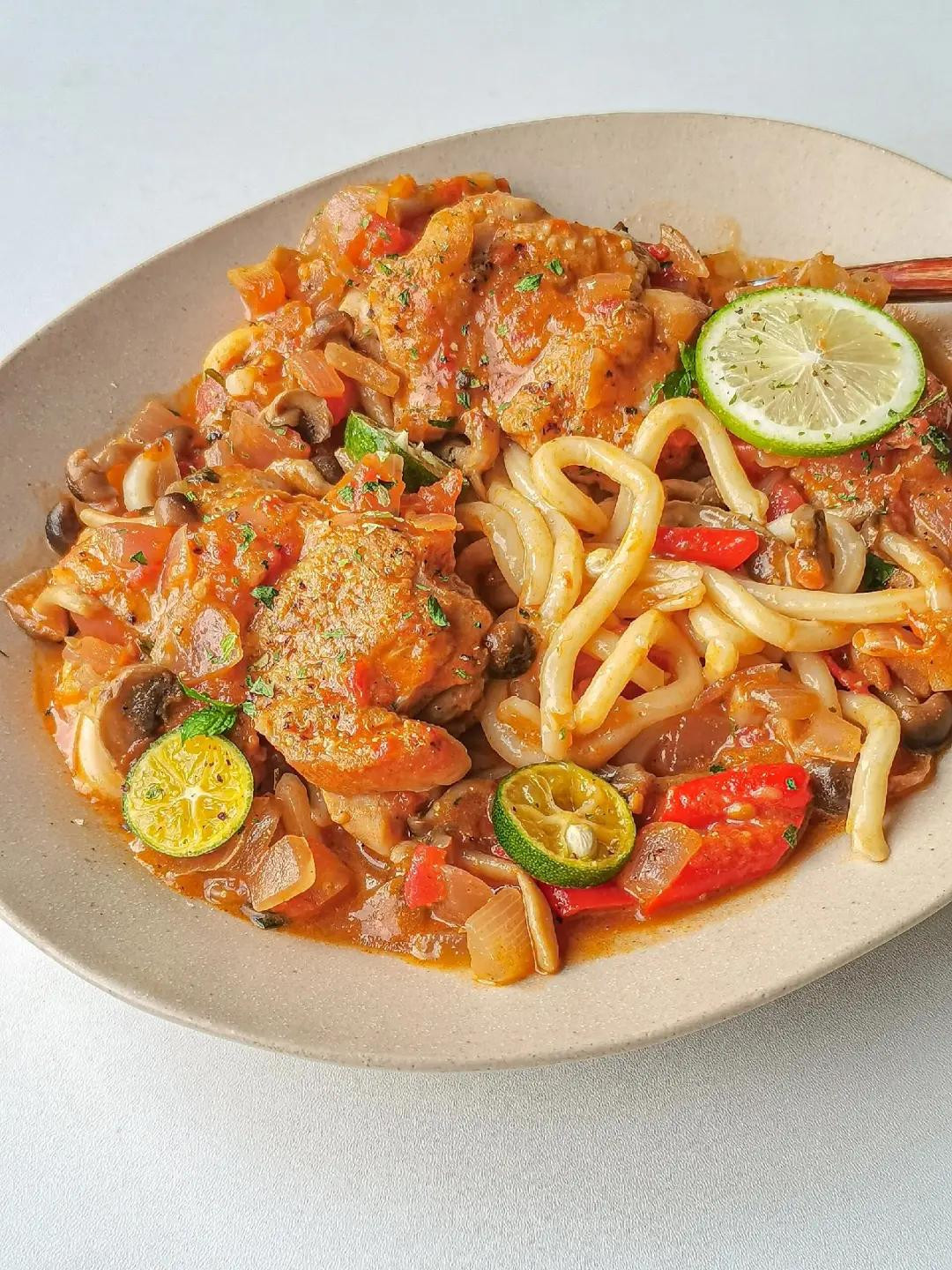 Mì Udon Gà Xào Sốt Tôm Yum Nấm Hải Sản, Công Thức Chi Tiết