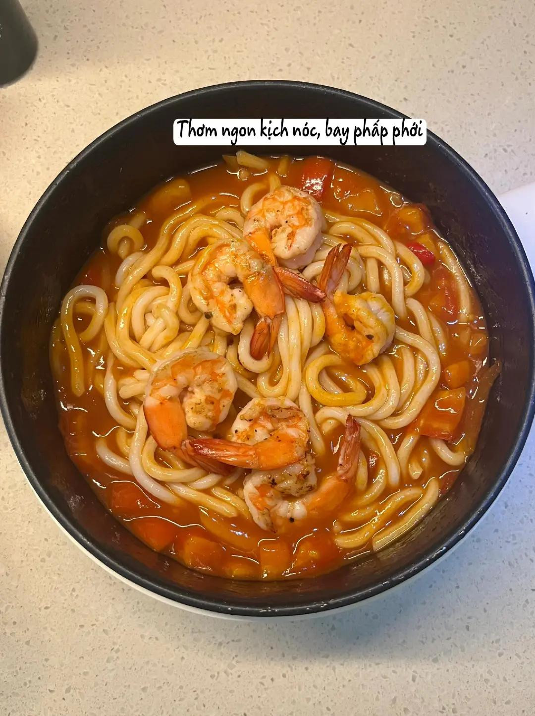 Mì Udon Tôm sốt cà chua ớt Hàn Quốc, công thức nấu ăn nhanh ngon miệng
