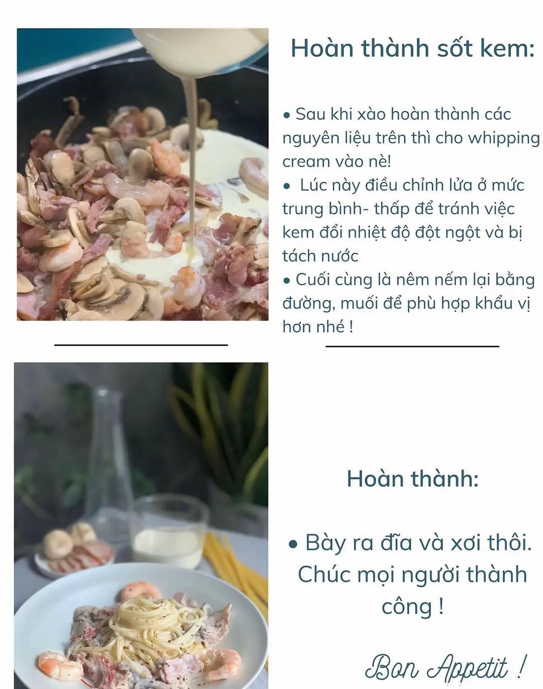 Mì Ý Sốt Kem Hải Sản: Hướng dẫn nấu mì ý sốt kem với tôm, mực và thịt xông khói đơn giản