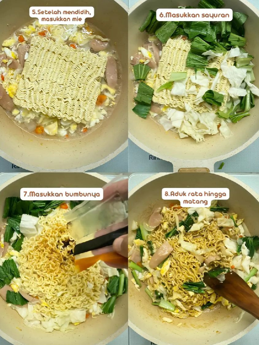 Mie Dok-dok Indomie Goreng: Mẹo chế biến mì ăn liền với trứng, xúc xích và rau
