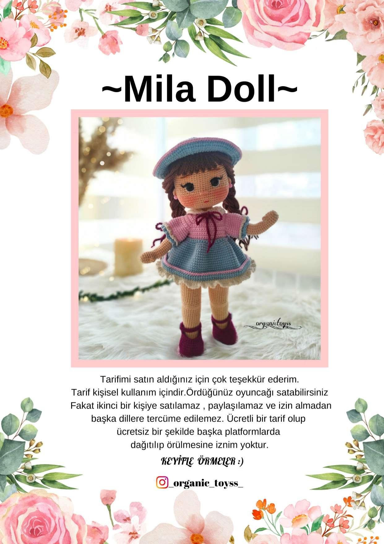 Mila Doll Crochet Pattern - Amigurumi Girl Doll Tutorial with Materials and Step-by-Step Instructions