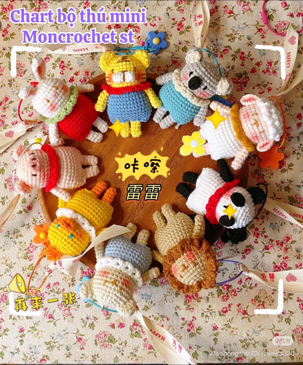 Mini Animal Amigurumi Set Crochet Pattern Chart: Bear, Rabbit, Pig, Duck, Sheep, Panda, Koala, Lion