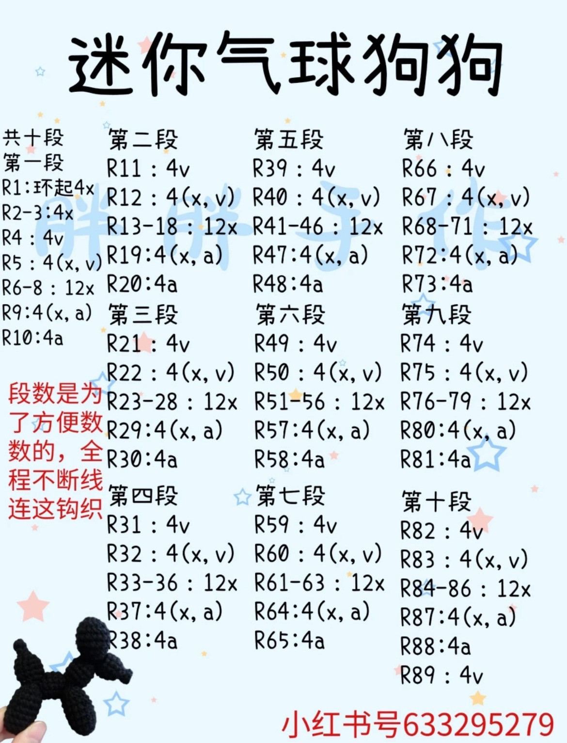 Mini Balloon Dog Crochet Pattern Chart
