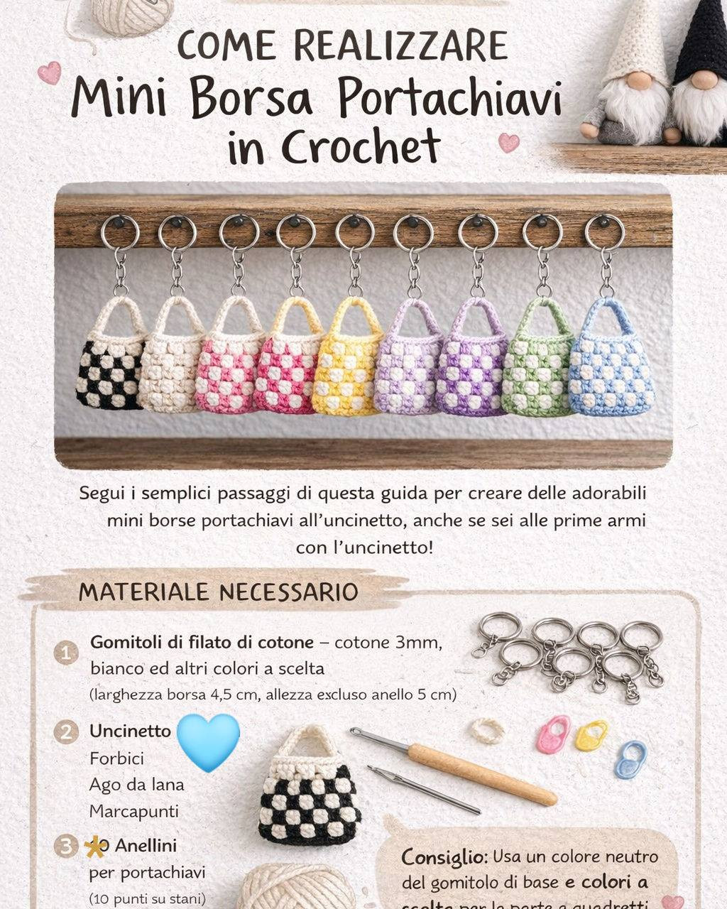 Mini Borsa Portachiavi in Crochet: Tutorial Completo con Puntino Granny Squares