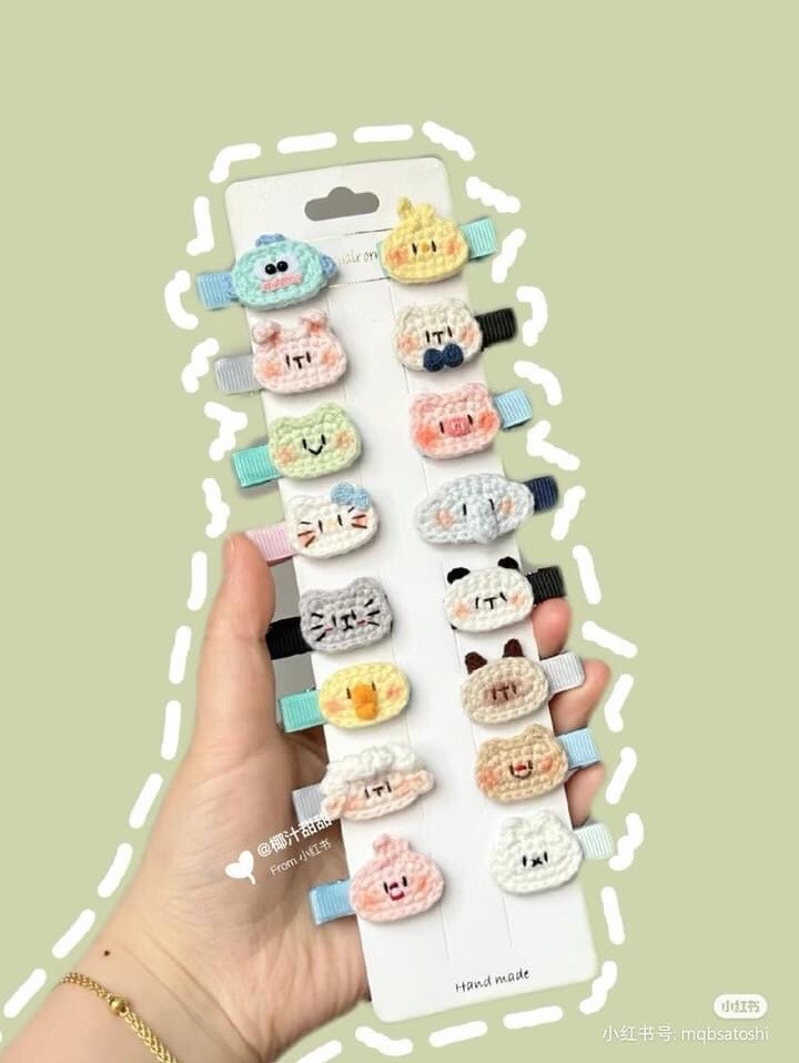 Mini Crochet Animal Hair Clips Pattern Chart