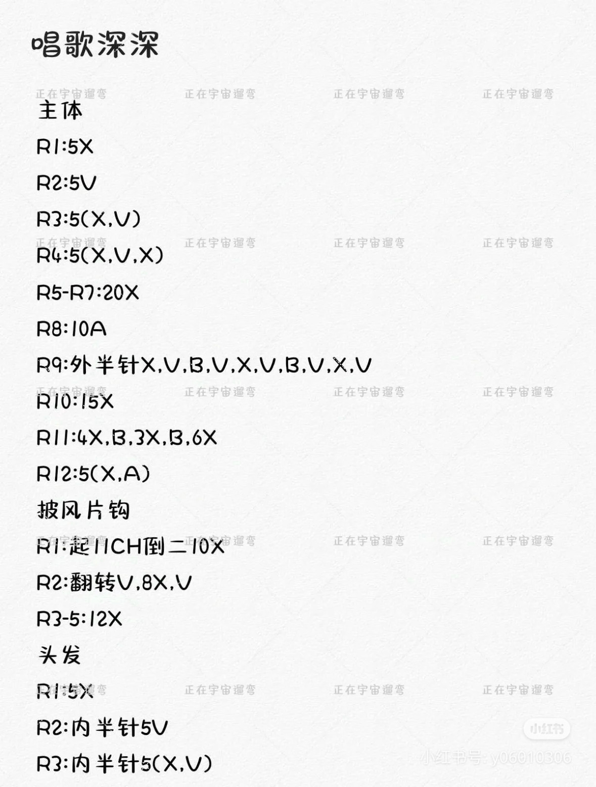 Mini Crochet Doll Pattern Chart with Hair Details
