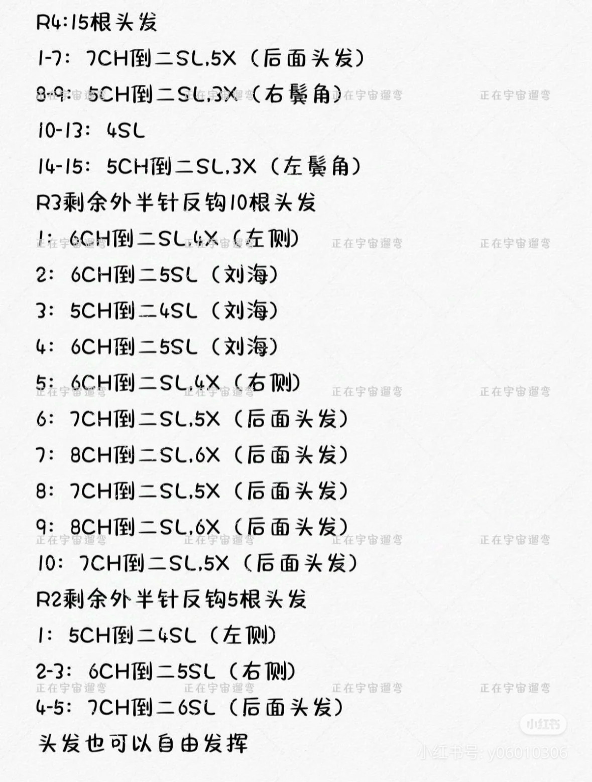 Mini Crochet Doll Pattern Chart with Hair Details