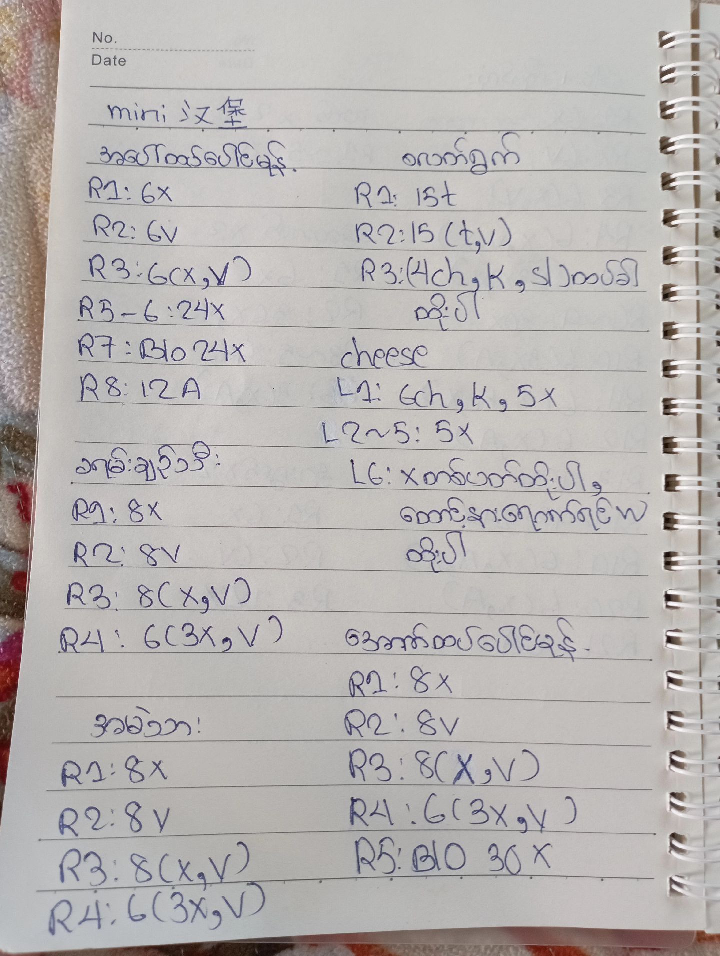 Mini Crochet Hamburger Chart Pattern