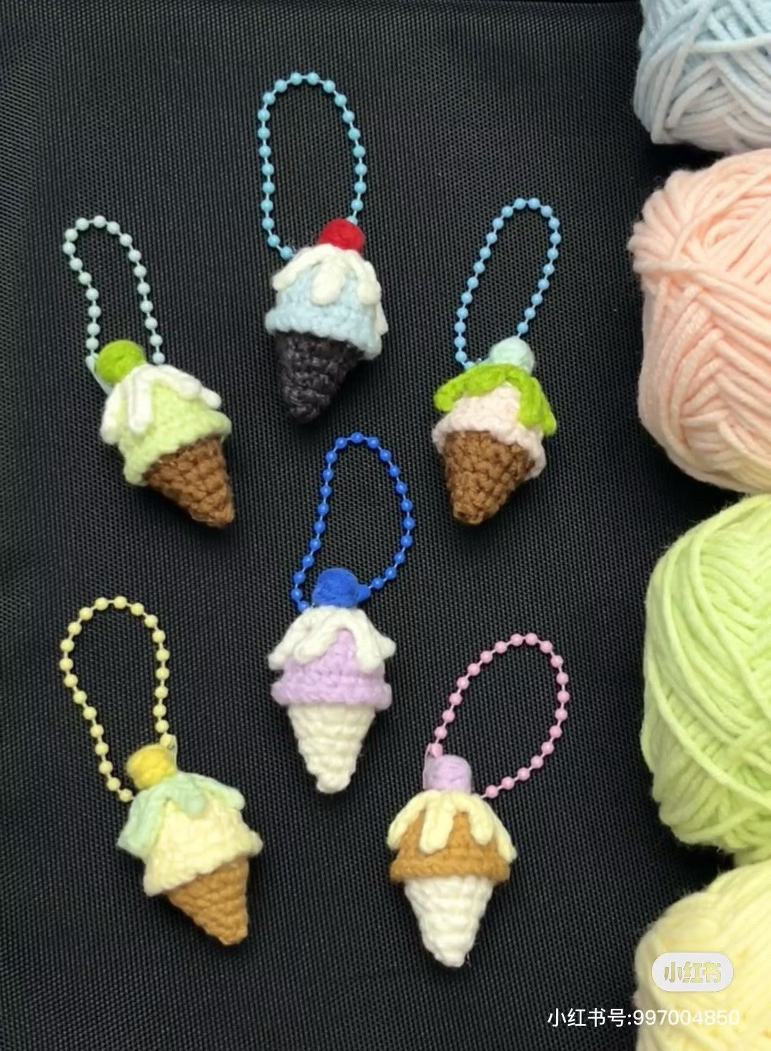 Mini Crochet Ice Cream Keychain Pattern