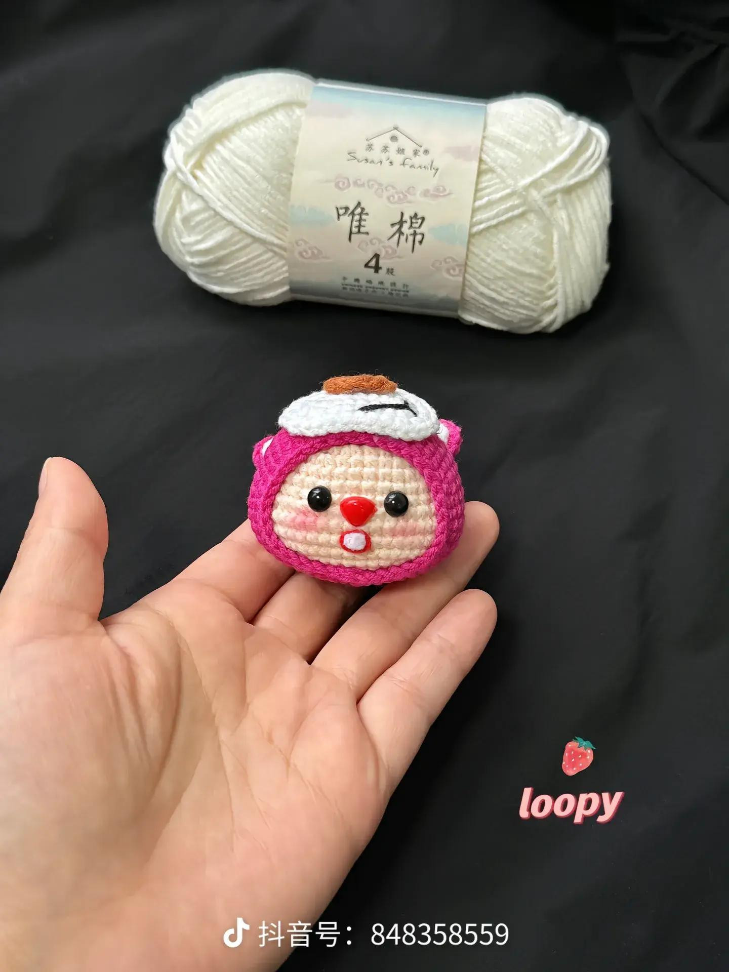 Mini Crochet Strawberry Bear Loopy and Lotso Doll Pattern with Chart