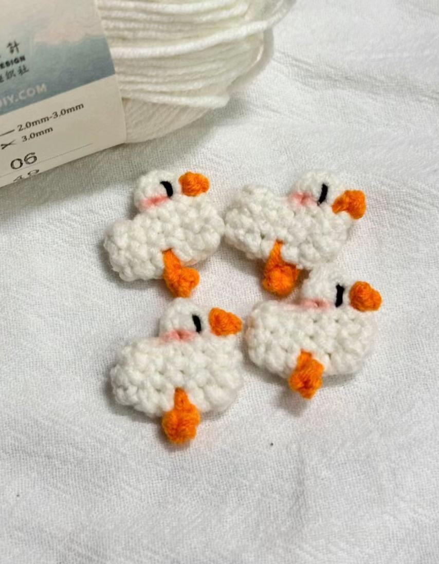 Mini Cute White Duck Crochet Pattern Chart with Orange Beak and Feet