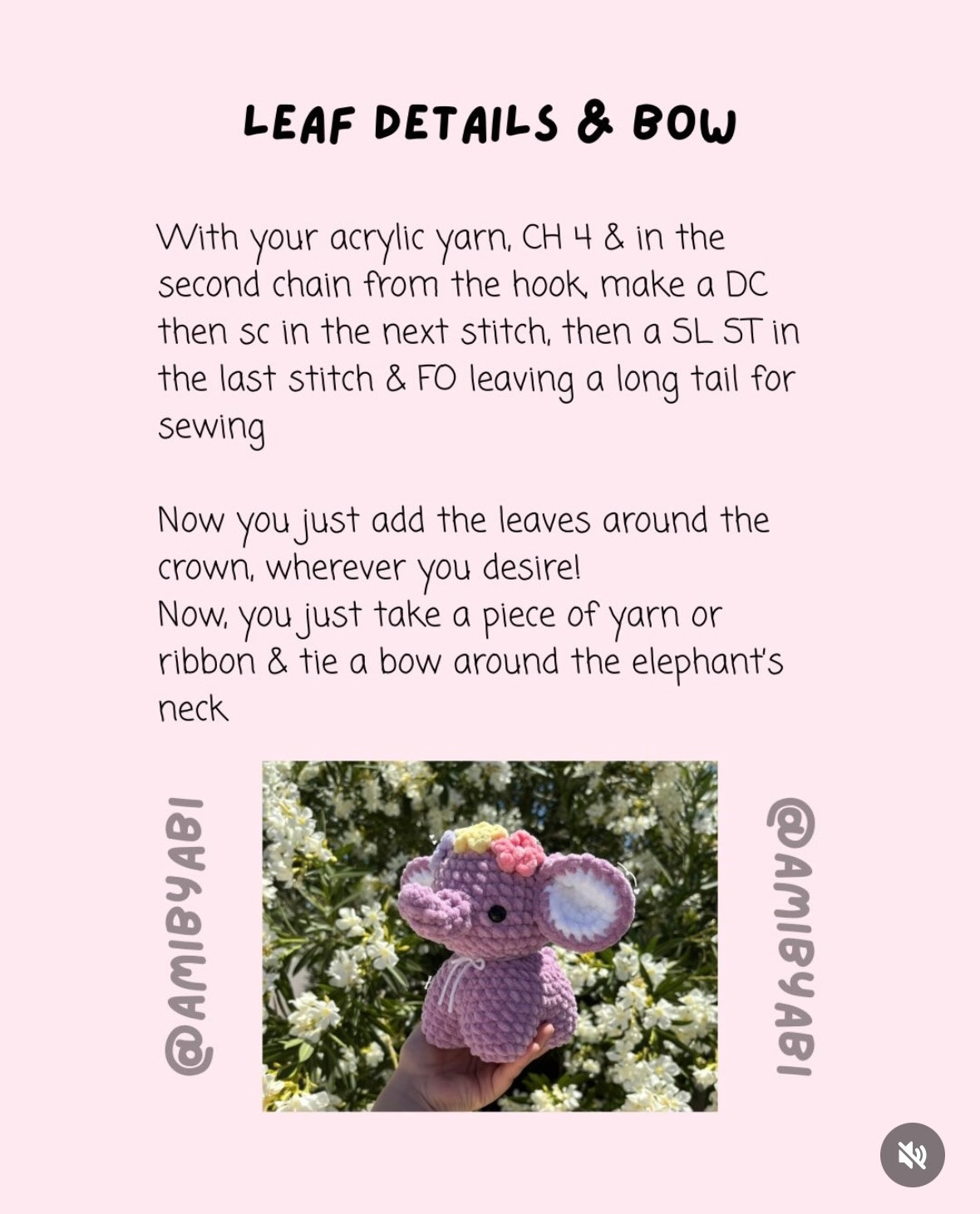 Mini Flower Crown Elephant Free Crochet Pattern