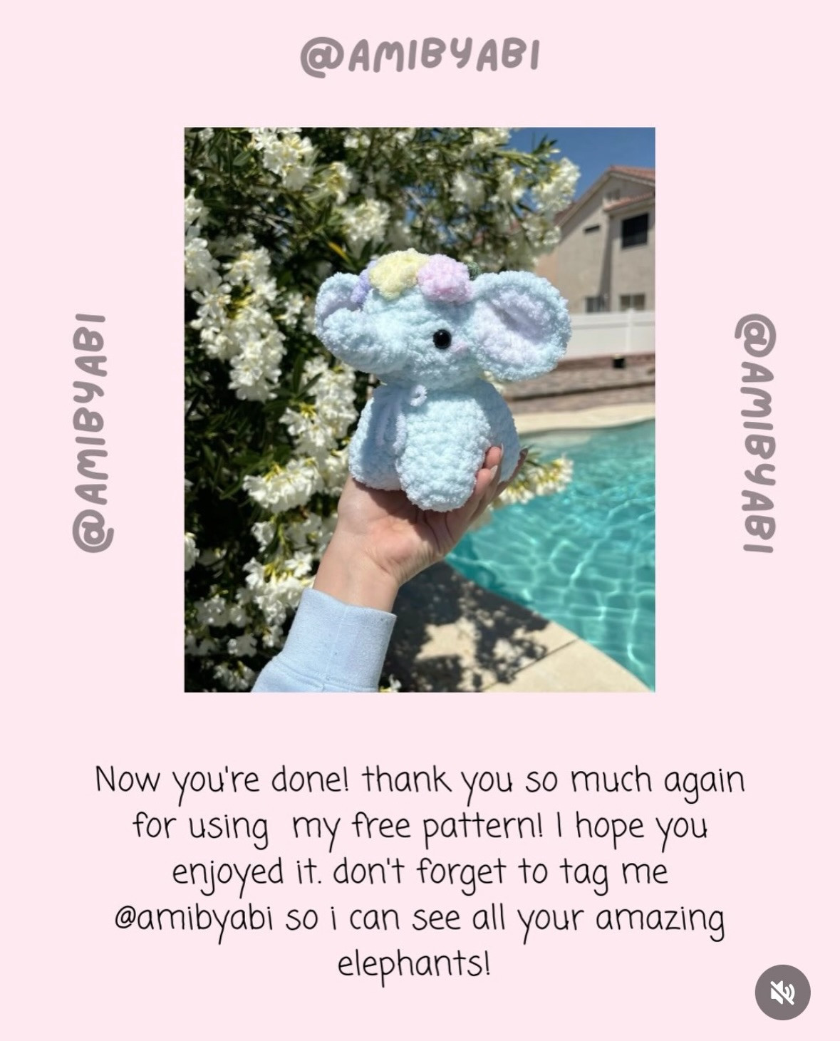 Mini Flower Crown Elephant Free Crochet Pattern