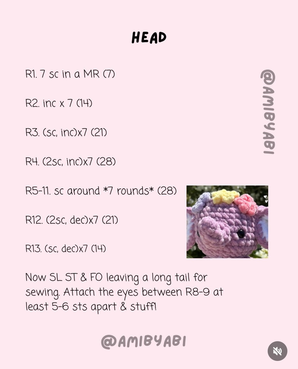 Mini Flower Crown Elephant Free Crochet Pattern