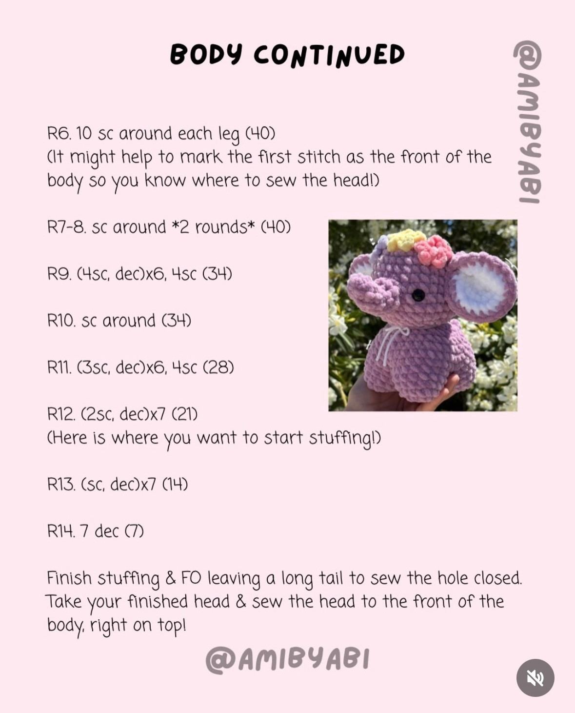 Mini Flower Crown Elephant Free Crochet Pattern