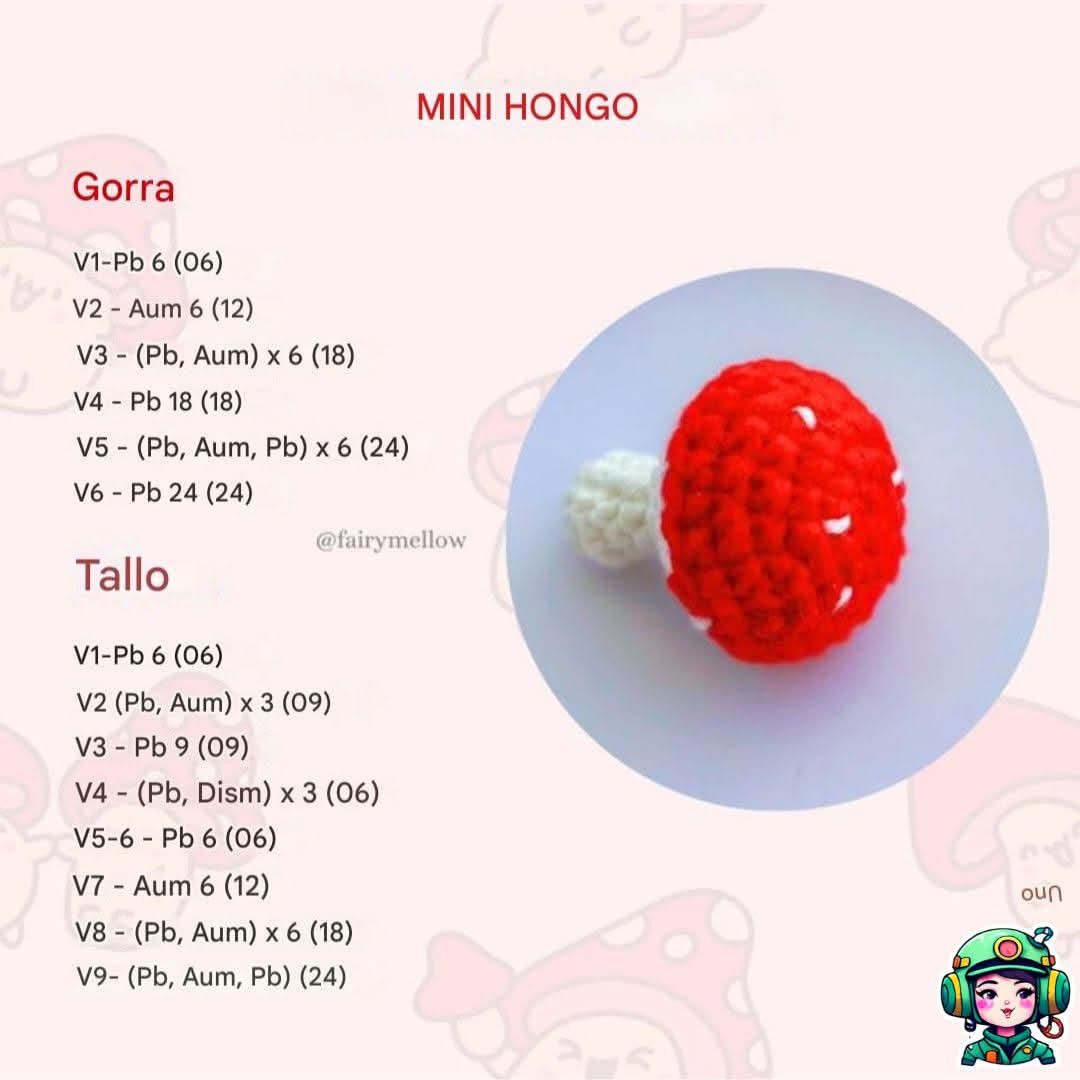 Mini Hongo Mushroom Amigurumi Crochet Pattern Chart