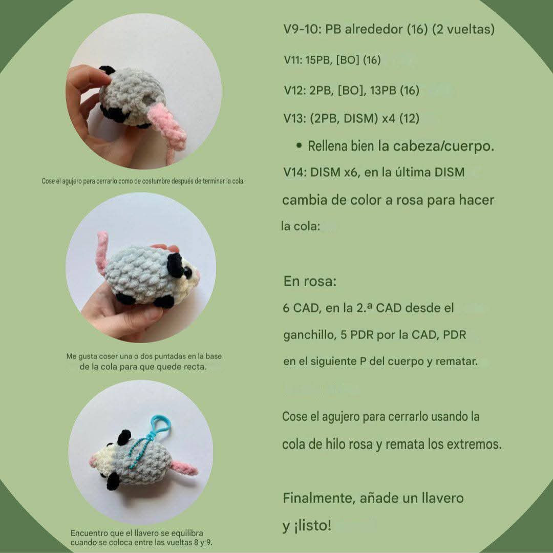 Mini Llavero de Zarigüeya - Patrón Crochet PDF Gratis