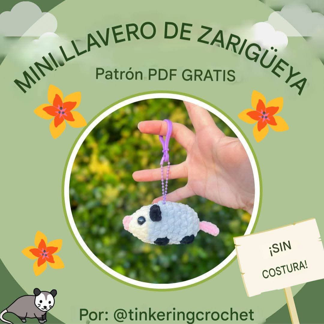 Mini Llavero de Zarigüeya - Patrón Crochet PDF Gratis