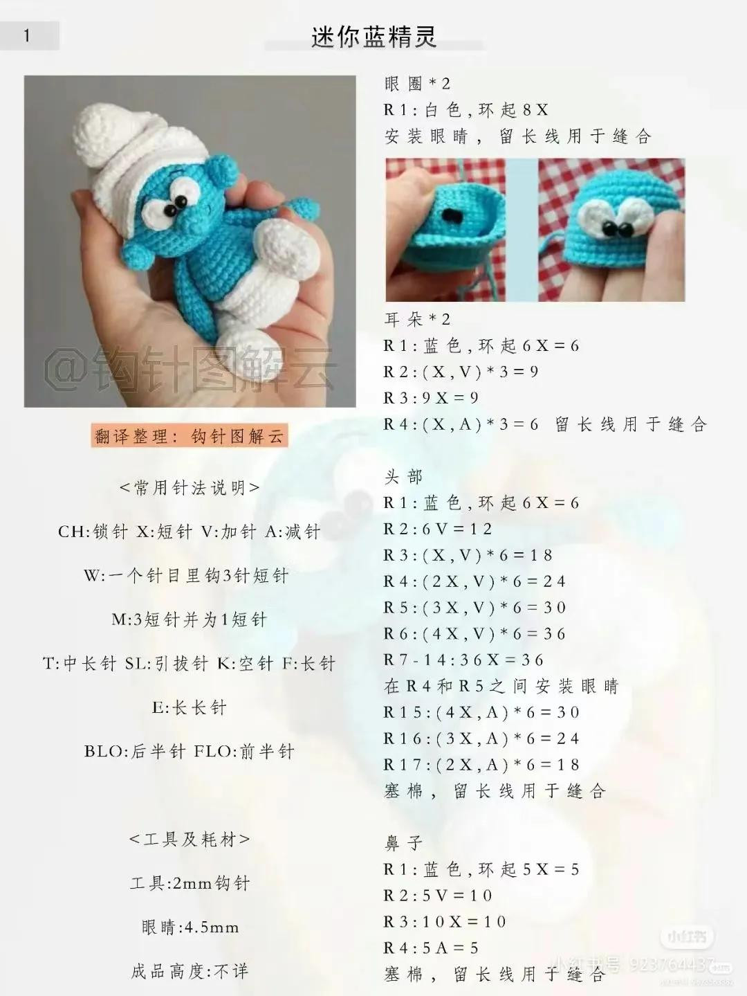 Mini Smurf Amigurumi Crochet Pattern: Complete Step-by-Step Tutorial for Cute Blue Doll with White Hat