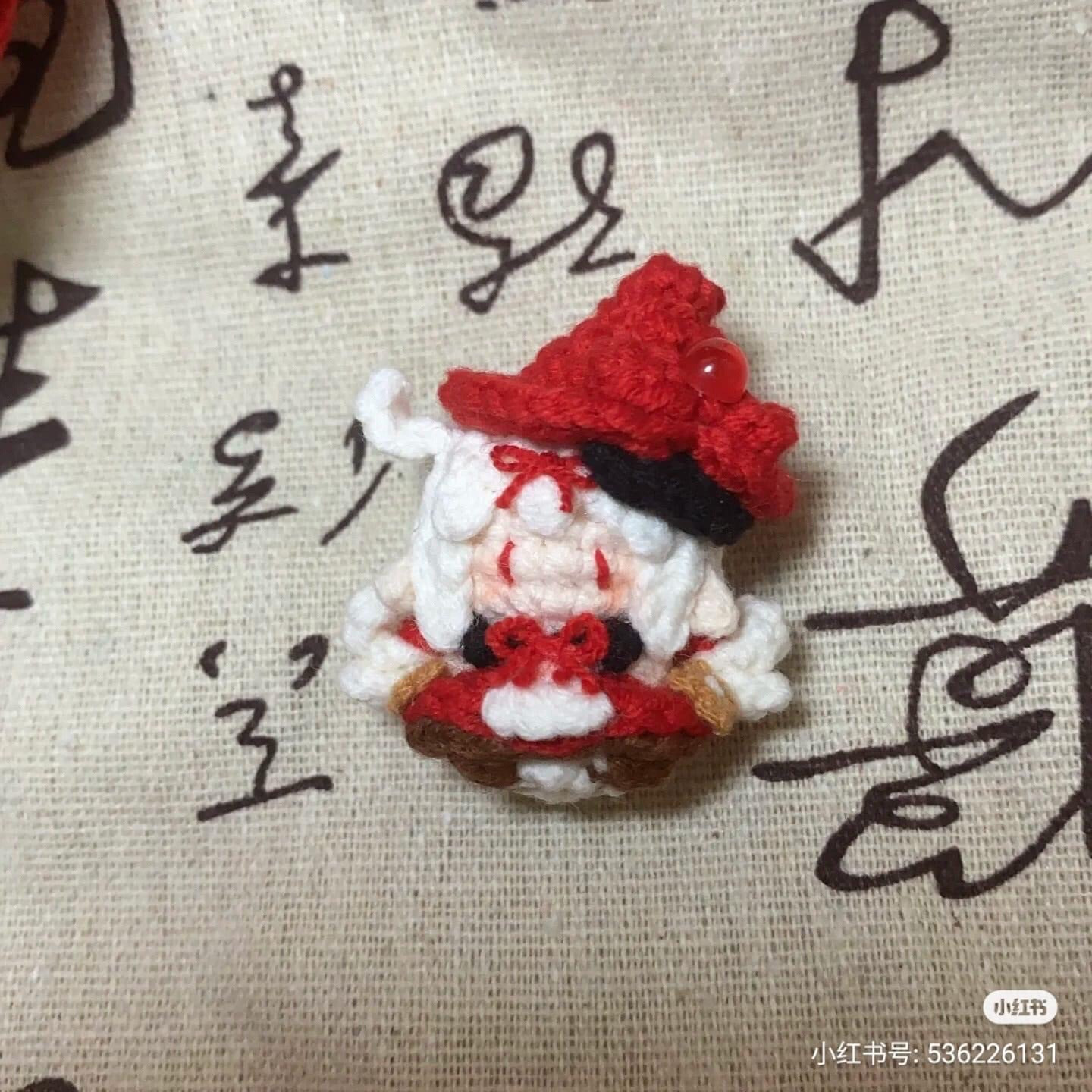 Mini Witch Crochet Amigurumi Pattern with Red Hat and White Hair