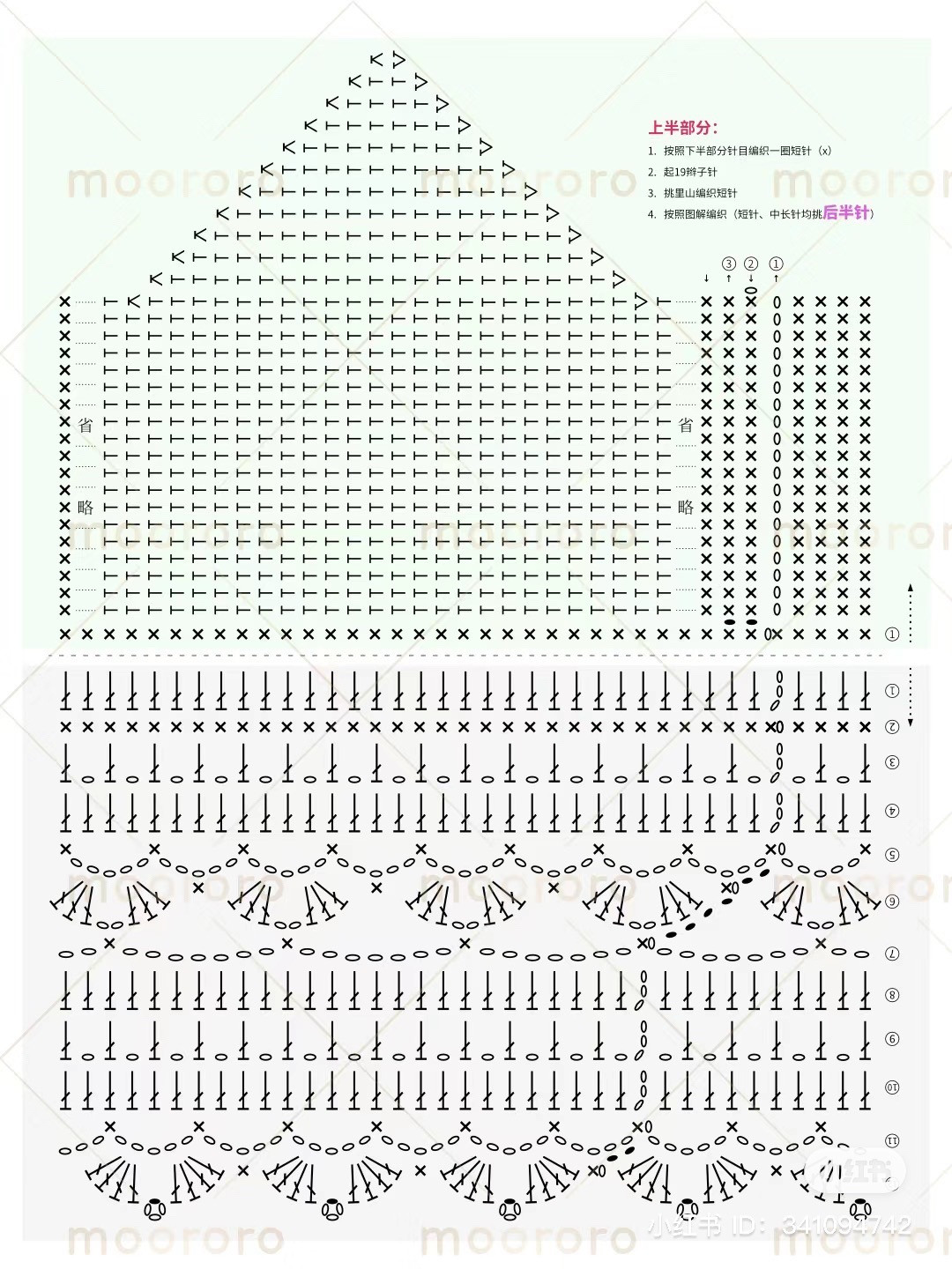 Mint Green Crochet Crop Top with Lace Pattern Chart