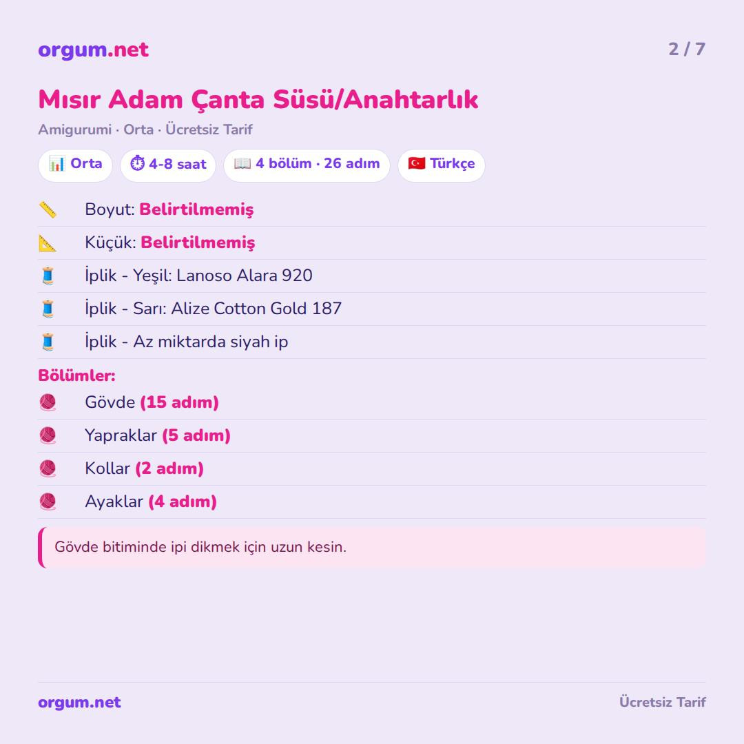 Mısır Adam Çanta Süsü/Anahtarlık Amigurumi Tarifi