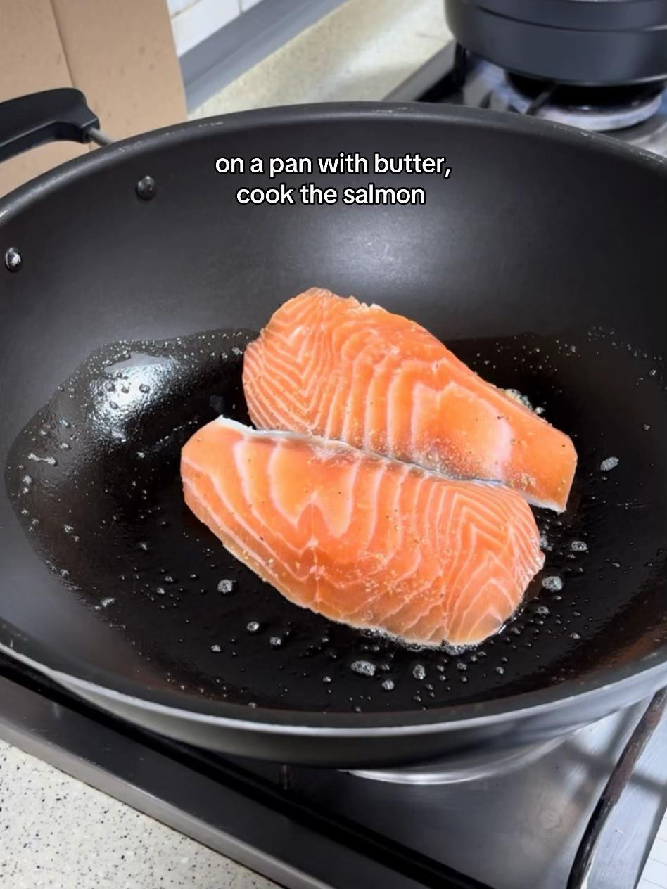 Miso Butter Salmon with Shimeiji Mushrooms and Green Onions