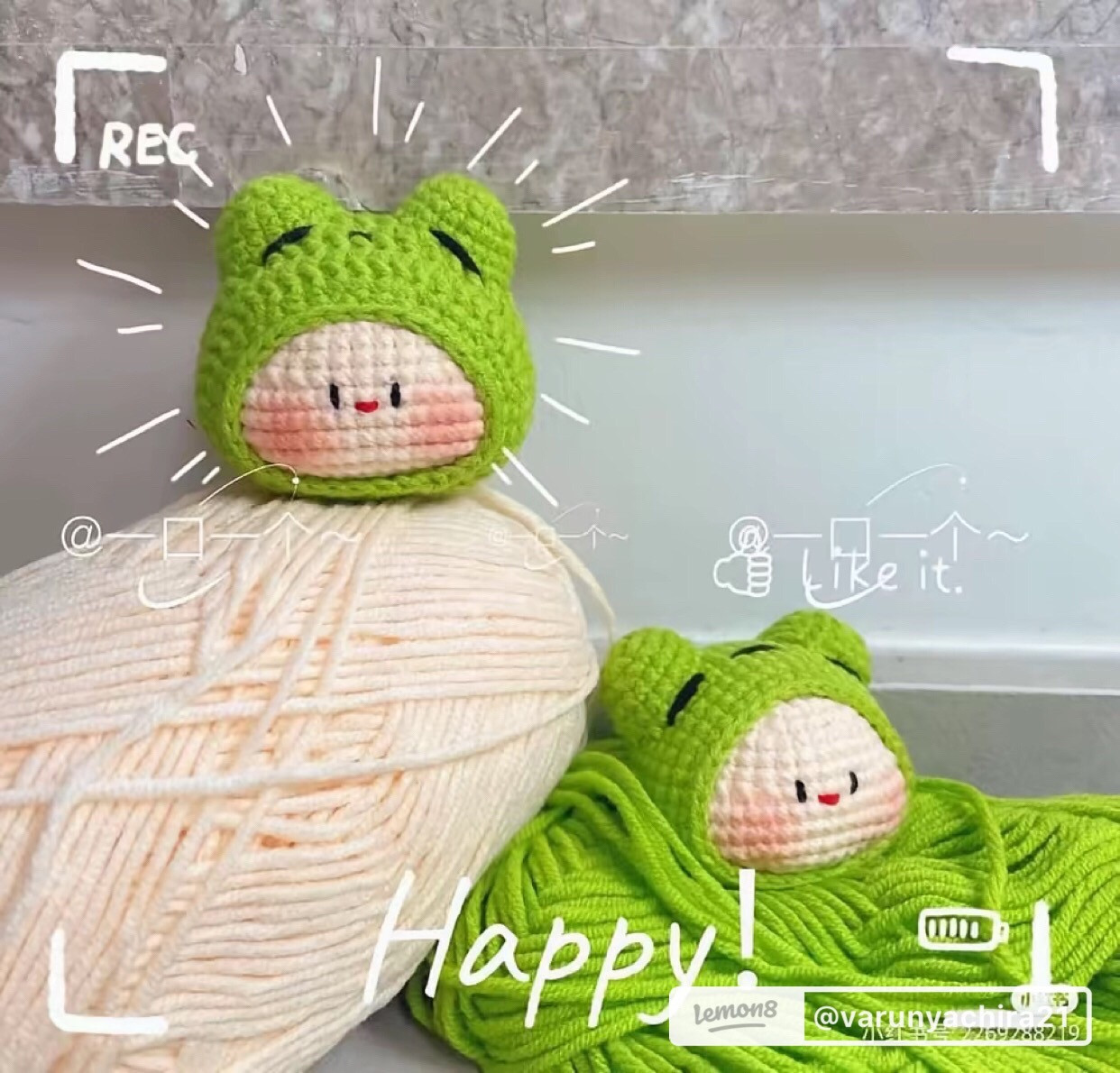 น้องเป่าหัวกบ - Móc len búp bê đầu ếch dễ thương