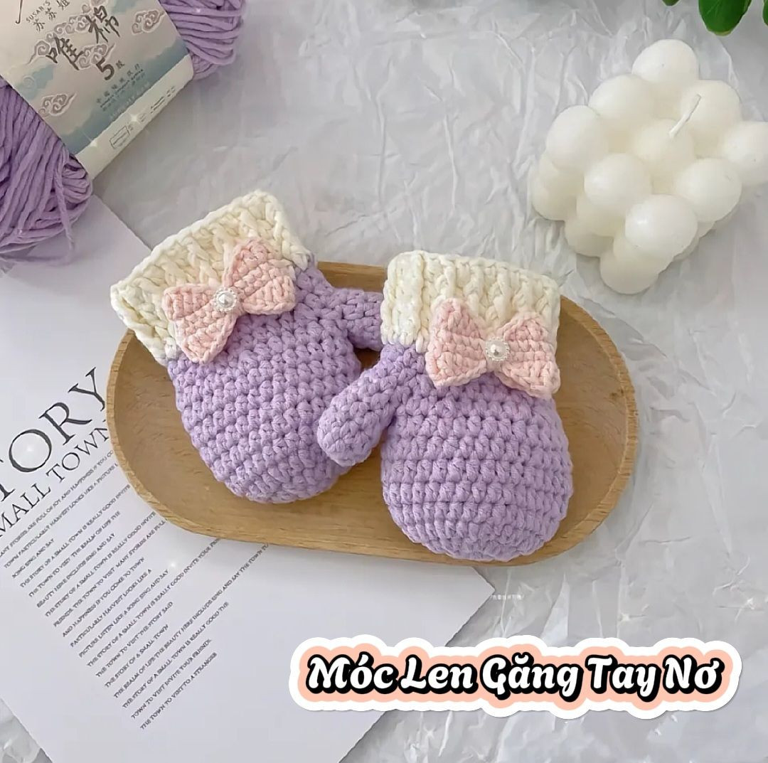 Móc Len Găng Tay Nơ Cho Bé