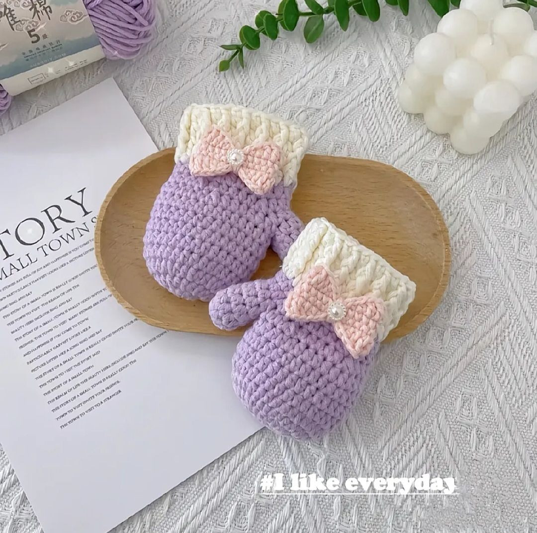 Móc Len Găng Tay Nơ Cho Bé