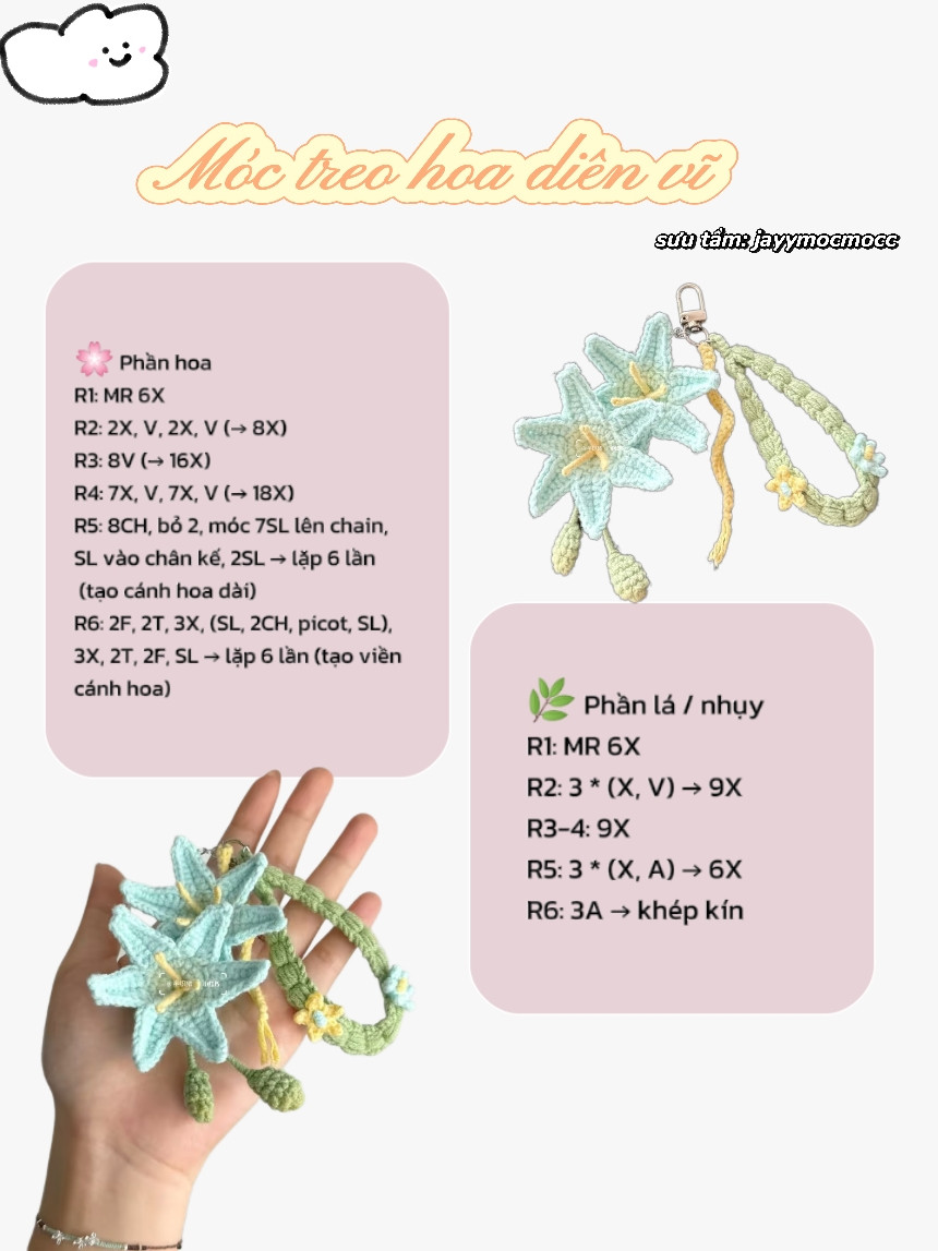 Móc treo hoa diên vĩ xanh - Hướng dẫn chi tiết