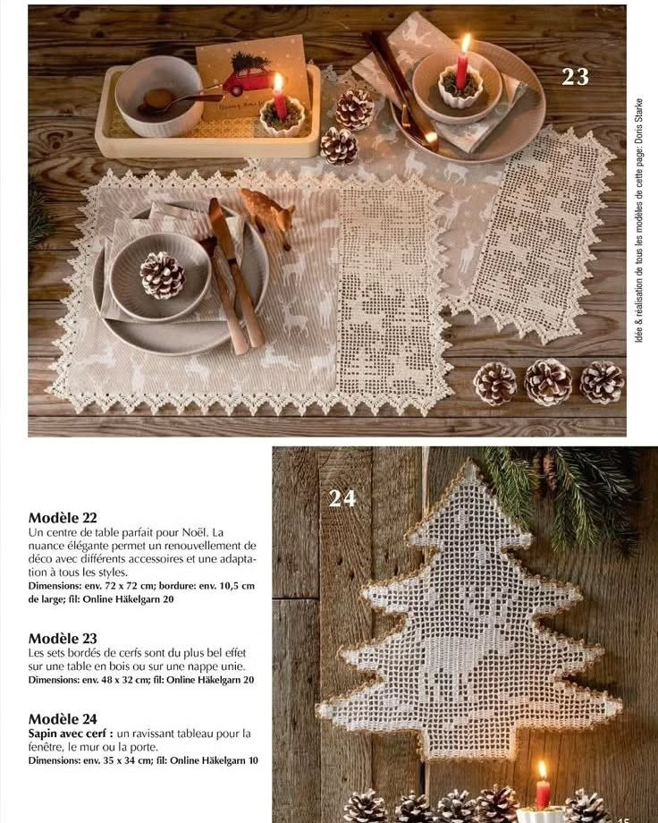 Modèle 24 Sapin avec cerf: Crochet Christmas Tree with Deer Pattern Chart