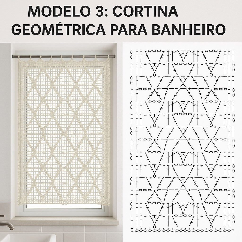 Modelo 3: Cortina Geométrica para Banheiro com Chart Completo