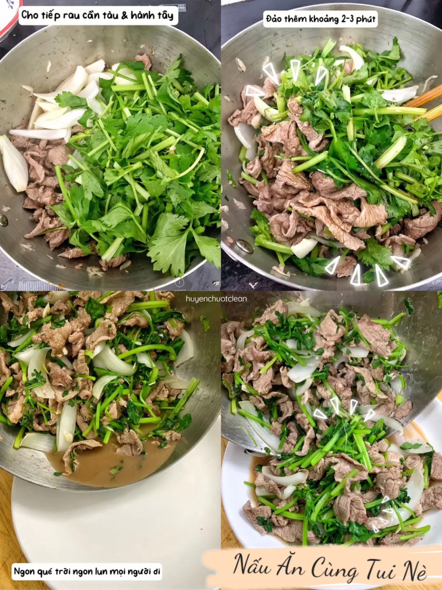 Món bò xào rau cần tàu và hành tây healthy, công thức đơn giản chỉ với 3 thành phần
