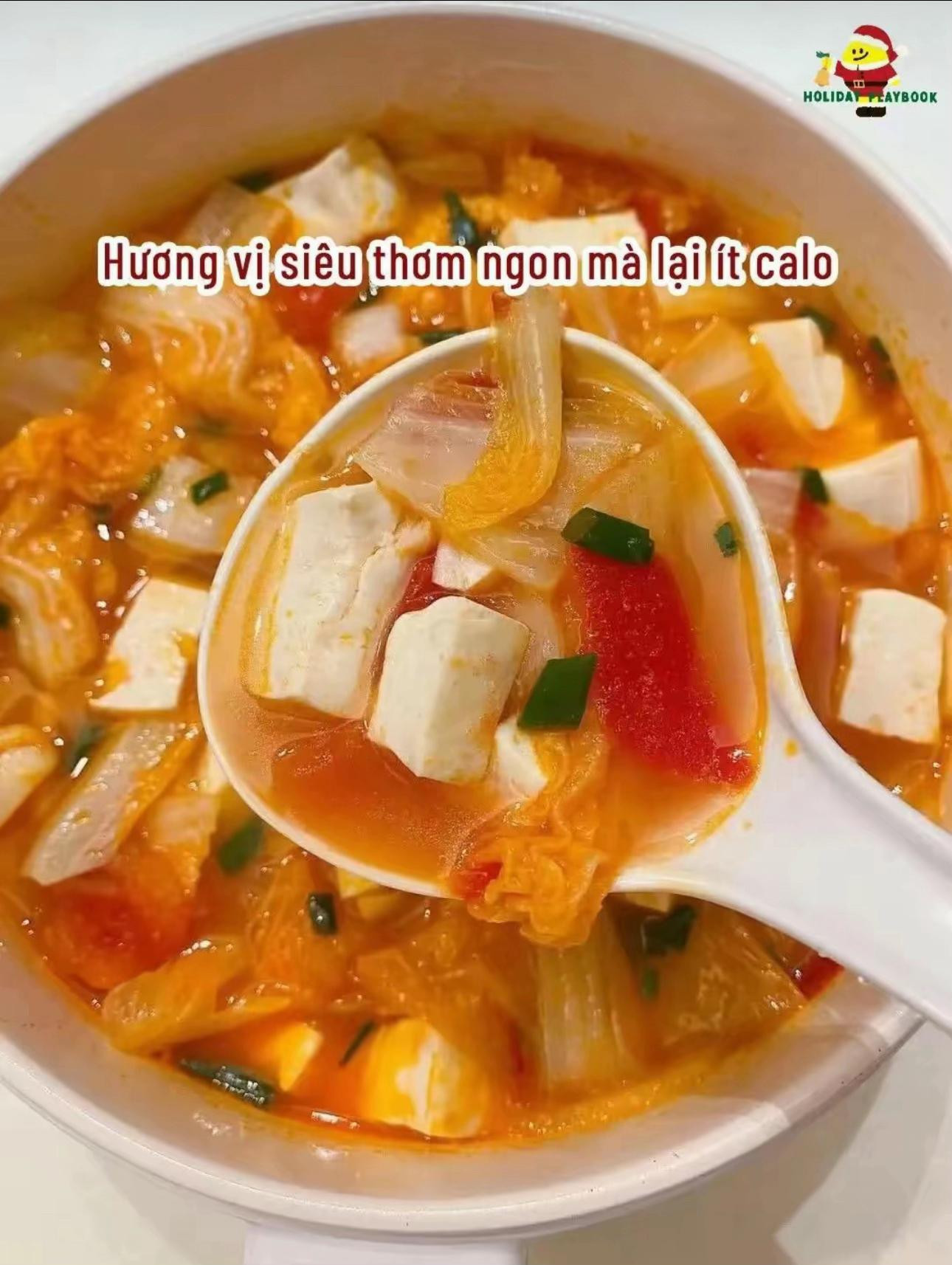 Món canh ấm lòng ngày xuân sang với đậu phụ, cà chua và cải thảo