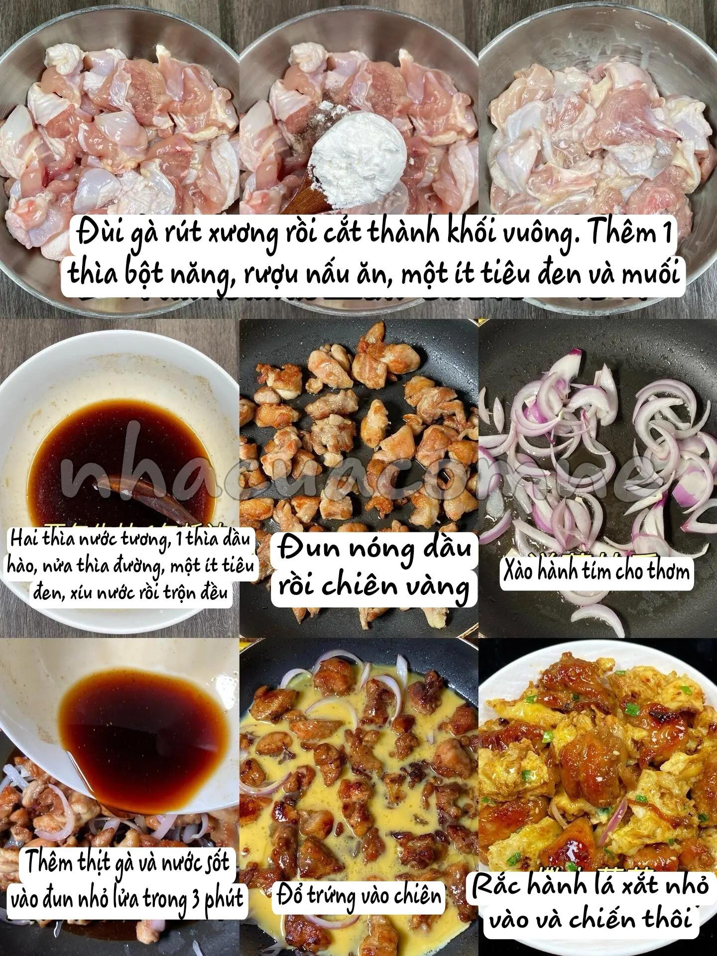 Món đùi gà rút xương chiên trứng vàng óng, sốt đậm đà
