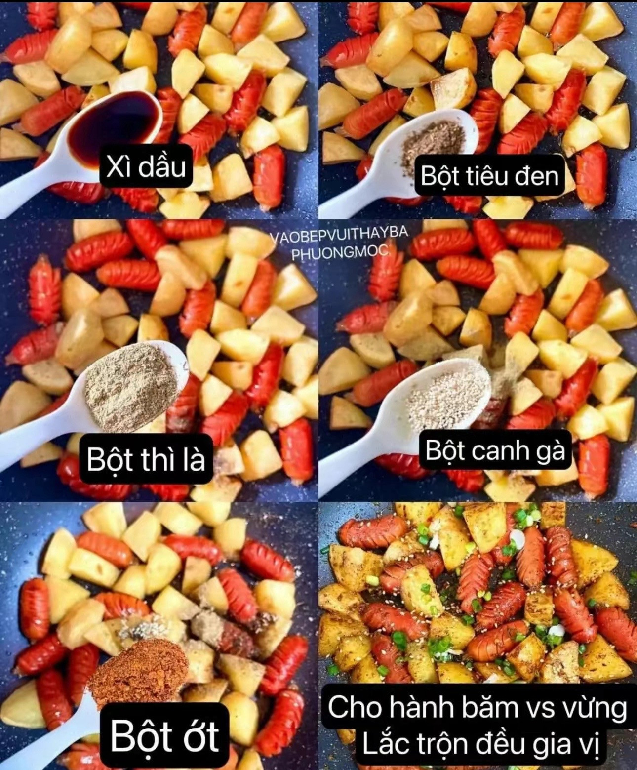 Món khoai tây chiên giòn kết hợp xúc xích nướng thơm lừng, tẩm gia vị đậm đà