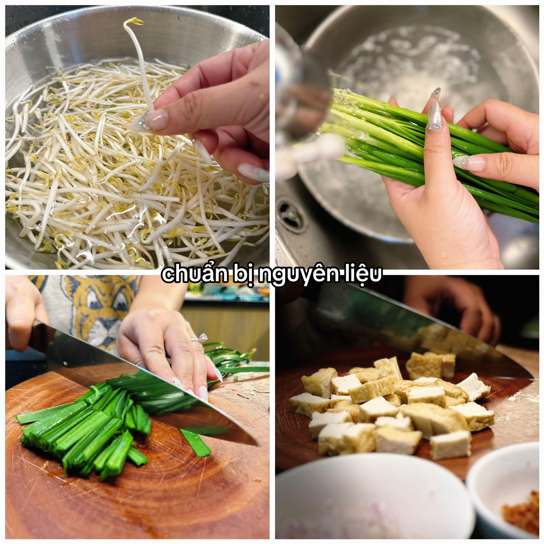 Món Padthai Heo Quay - Công thức nấu mì xào Thái với thịt heo quay, tàu hủ chiên và giá đỗ