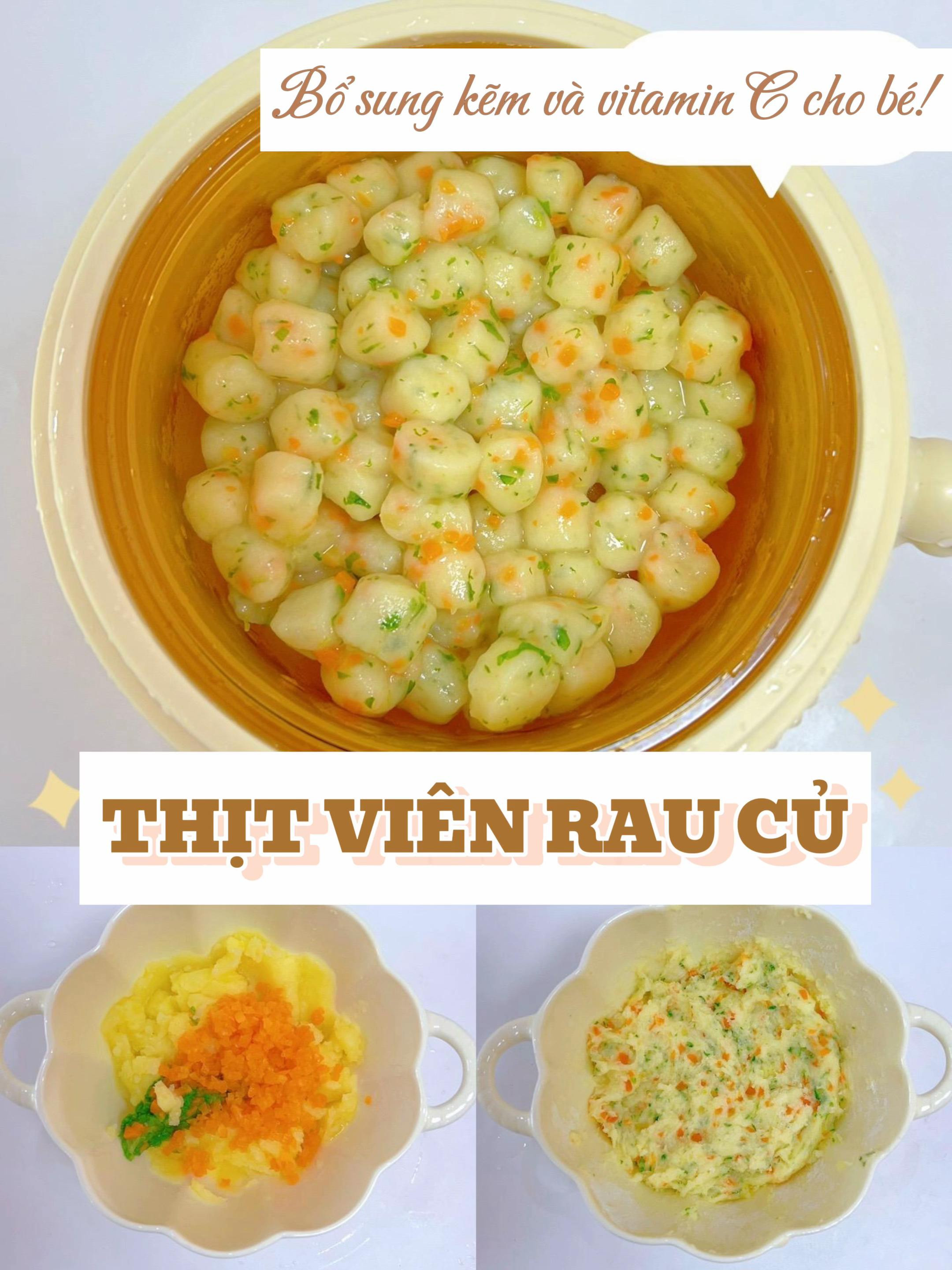 Món Thịt Viên Rau Củ từ khoai tây, cà rốt và rau cải bổ sung kẽm vitamin C cho bé ăn dặm